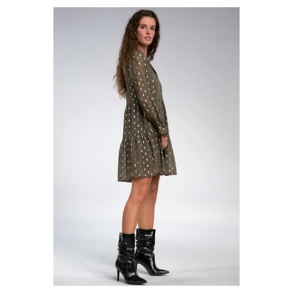 Elan Metallic Ruffle Fleck Dress - Picture 2 of 4